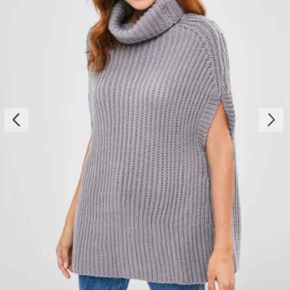Cape Turtleneck Sweater - Gray - Picture 1 of 5